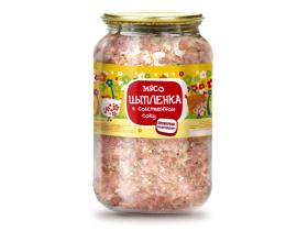 Консервы из мяса курицы в стеклобанке