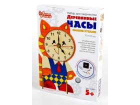 Деревянные часы своими руками (с красками) Котенок