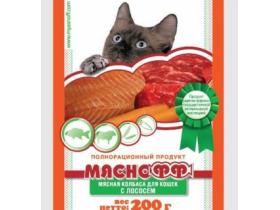 Колбаса мясная с лососем для кошек