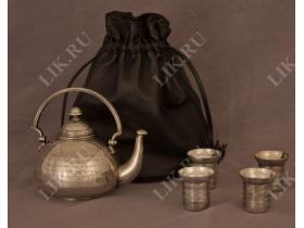 Подарочный чайный набор из серебра с гравировкой