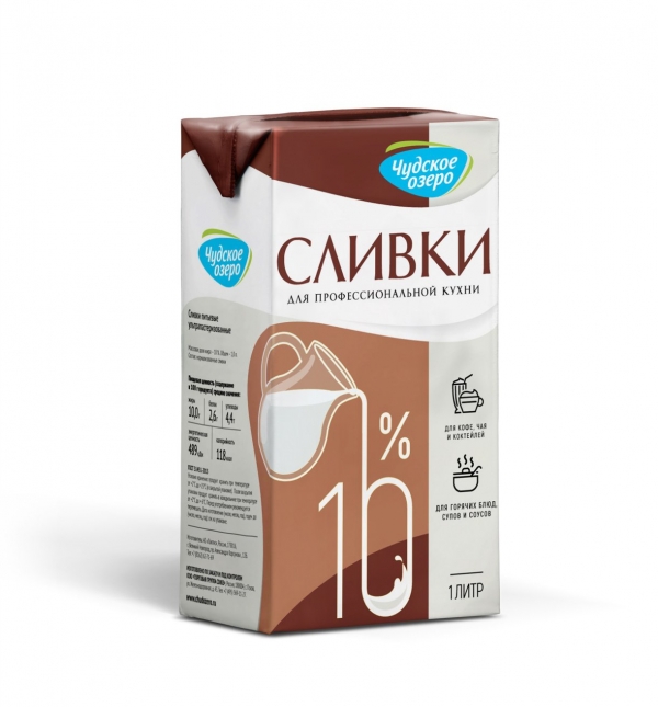 Сливки “чудское озеро” для кофе 10%, 1 литр