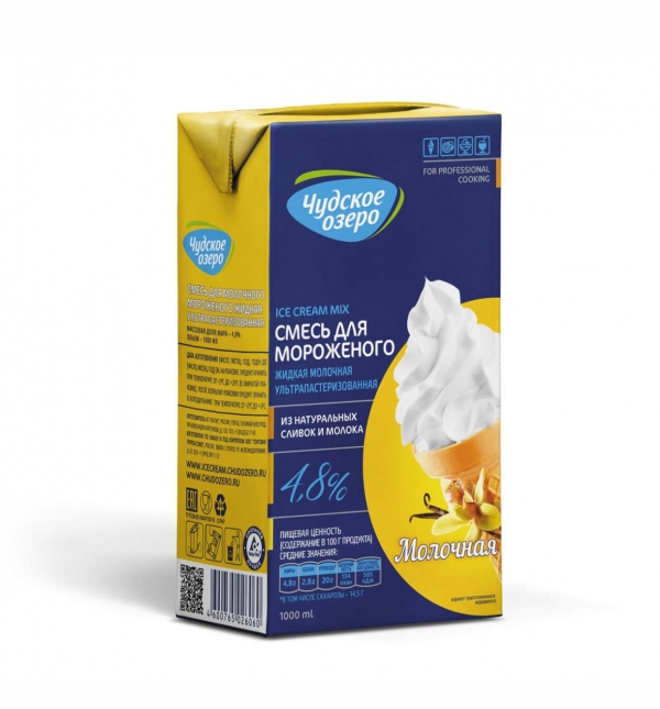 Жидкая молочная смесь для мороженого “чудское озеро” 4,8% ванильная, 1л